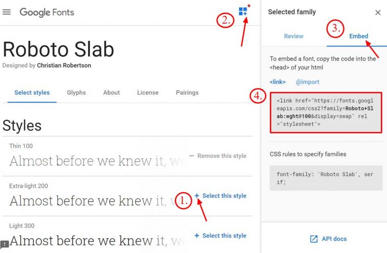 CUSTOM FONTS USING GOOGLE API